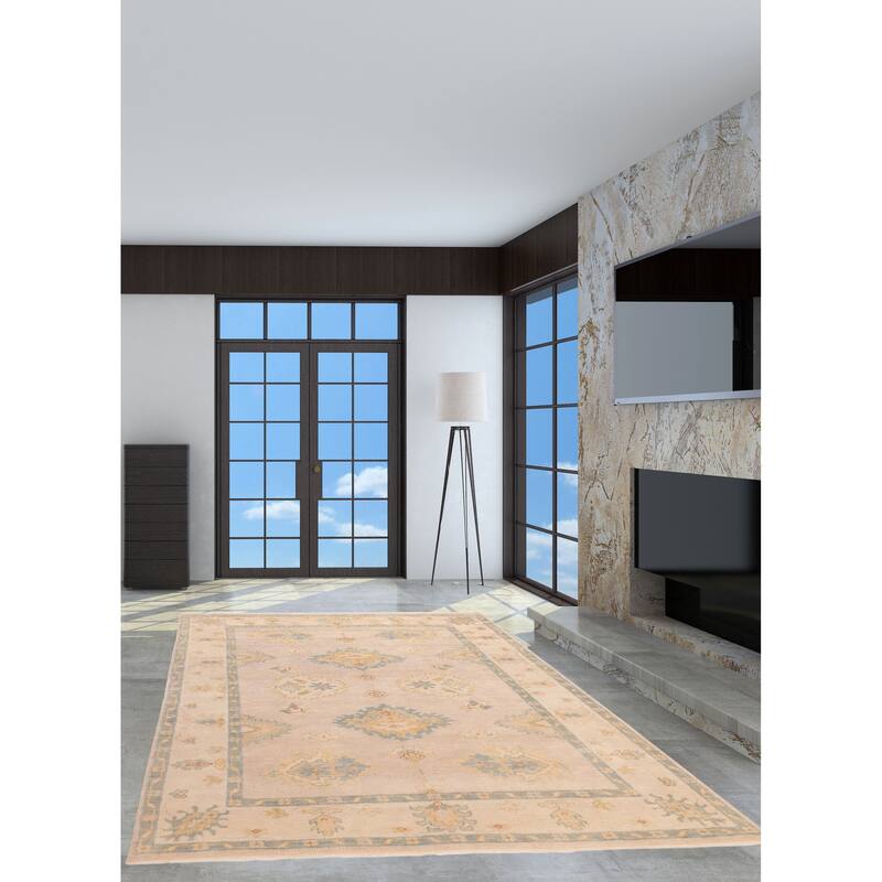 ECARPETGALLERY Hand-knotted Modern Oushak Beige Wool Rug - 8'0 x 10'2