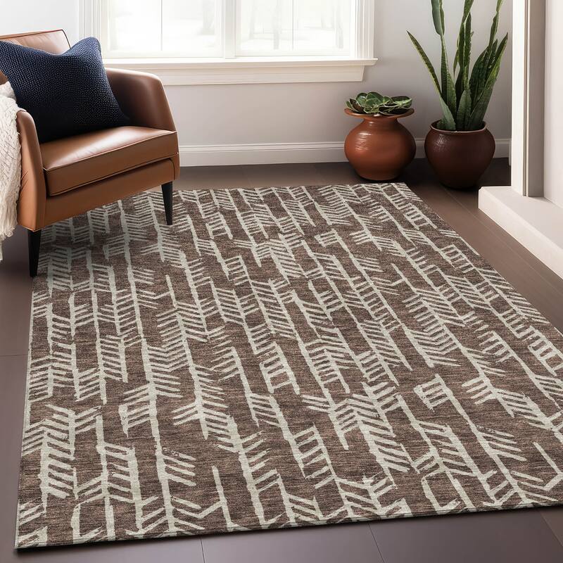 Premium Washable Super Soft Modern Arrows Mayfield Rug - Brown - 10' x 14'