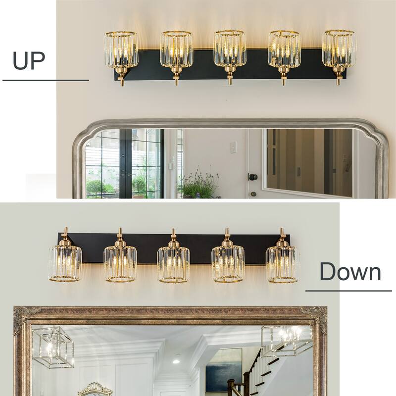 Mid-Century Modern Dimmable Bathroom Vanity Light Crystal Glass Wall Sconce