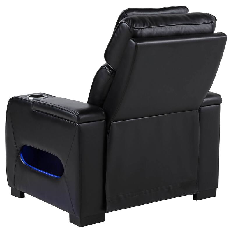 Zuma Faux Leather Upholstered Dual Power LED Recliner Black