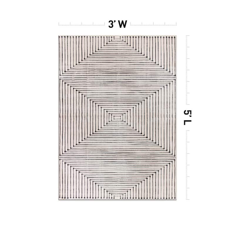 World Rug Gallery Bohemian Stripes Washable Non Slip Area Rug