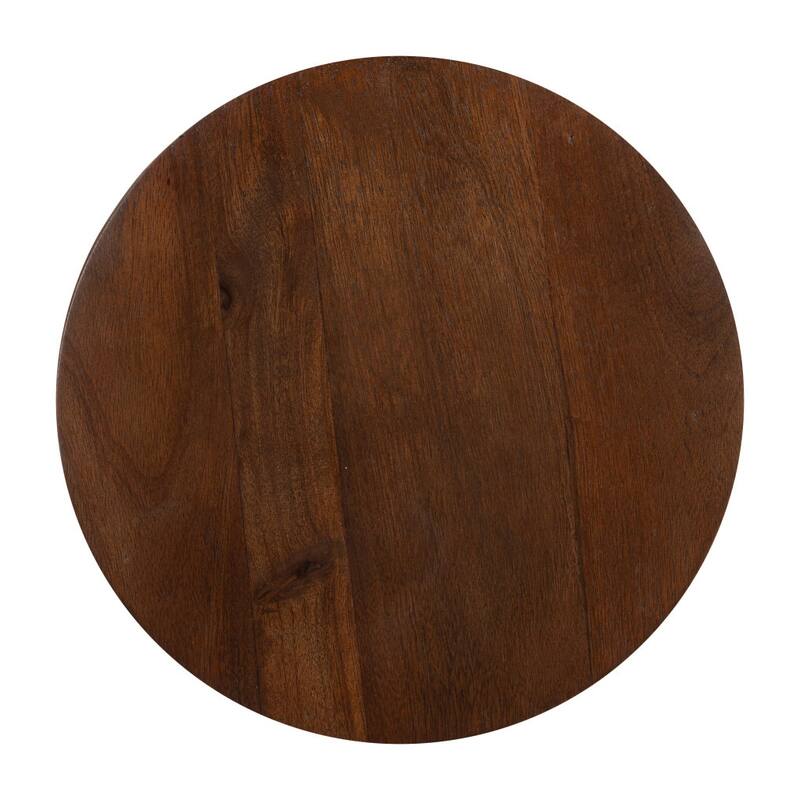 HomeRoots 18" Walnut Solid Wood Round Pedestal End Table - 13.00 in. x 17.70 in. x 13.00 in.