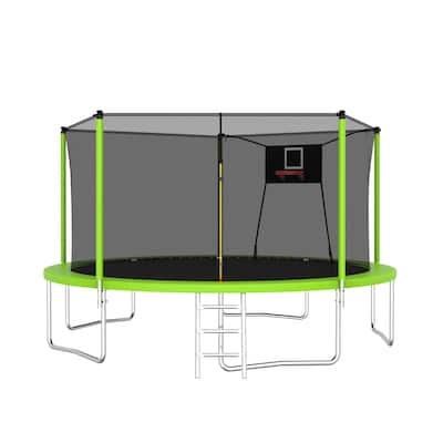 14FT Trampoline Set with Swing,Sports Fitness Trampolines with Enclosure Net, Recreational Trampolines