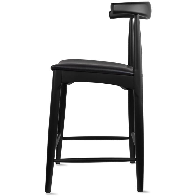 Set of 2 Solid Wood 25" Counter Height Bar Stools Barstools With Back Kitchen Island PU Leather Cushion Dining Elbow Kitchen