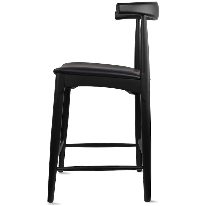 Solid Wood Farmhouse 25" Counter Bar Stool Barstool Modern Dining Elbow With Open Back PU Leather Cushion Kitchen Island