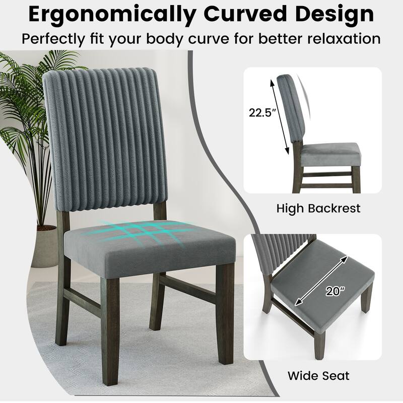 Gymax Dining Chair Set of 2 Mid-Century Modern Velvet Fabric