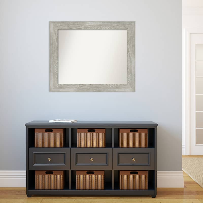 Non-Beveled Bathroom Wall Mirror - Dove Greywash Frame