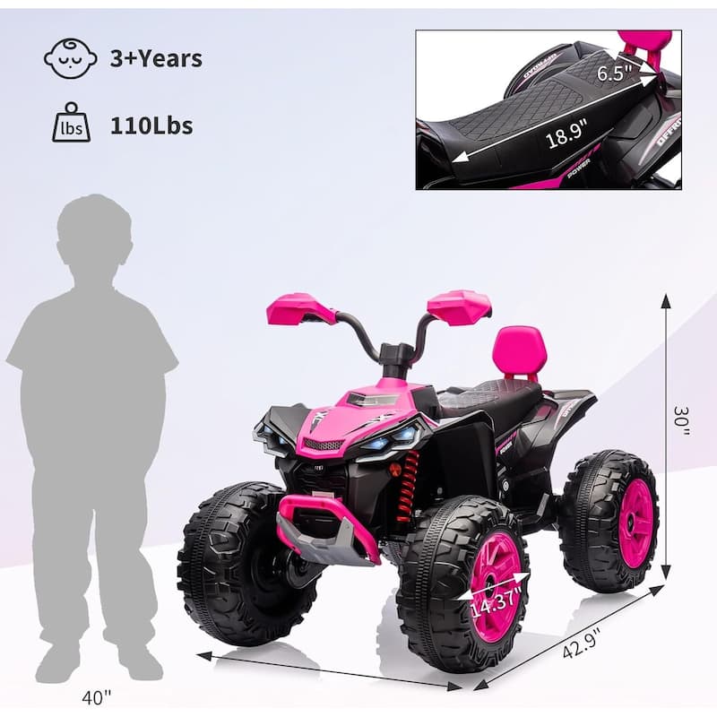 24V 2 Seat Ride on Toys Kids ATV 4 Wheel Quad Bike for Kids Best Gift