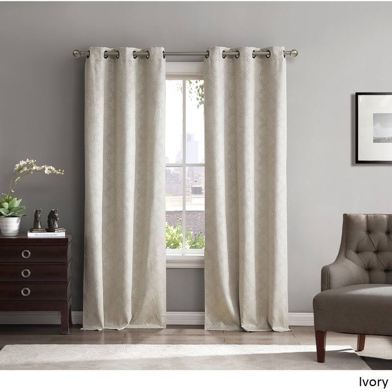 HLC.me Redmont Lattice Thermal Room Darkening Light Blocking Privacy Blackout Grommet Curtain Panels - Set of 2
