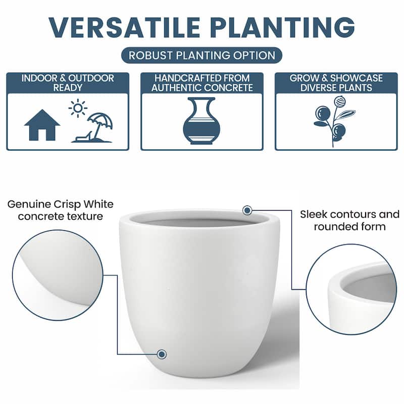 Tall Concrete Round Plant Pots / Large Indoor and Outdoor flower Planters