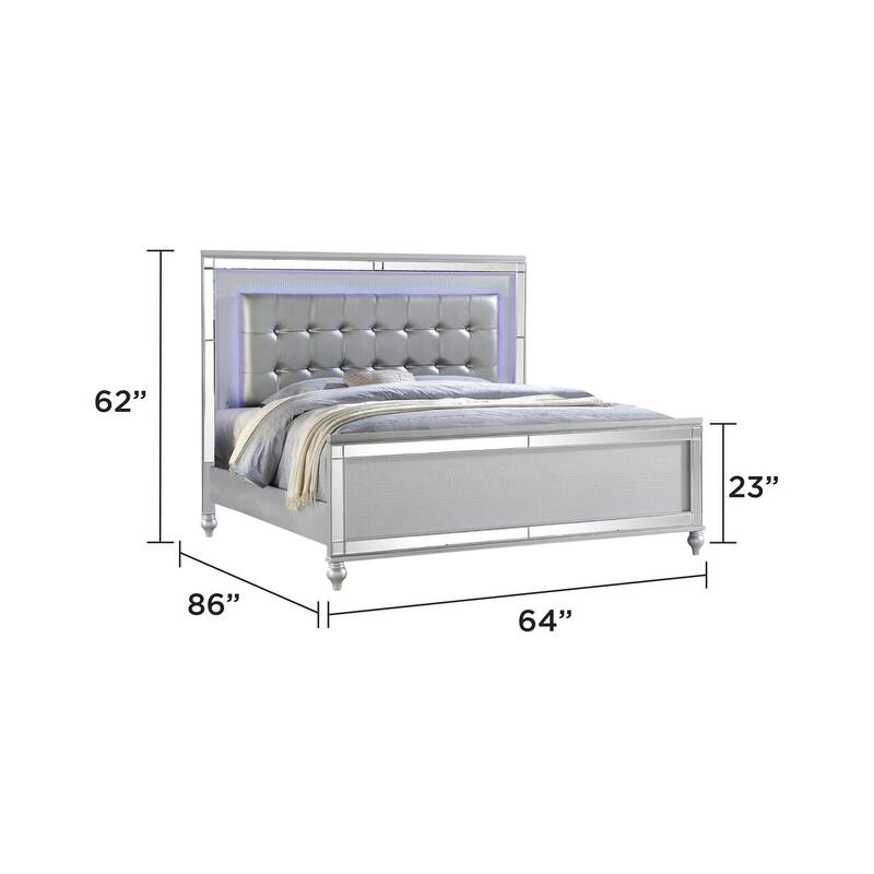 Sterling 4PC/5PC Contemporary Bedroom Set with Mirror Accents and LED Enhancements