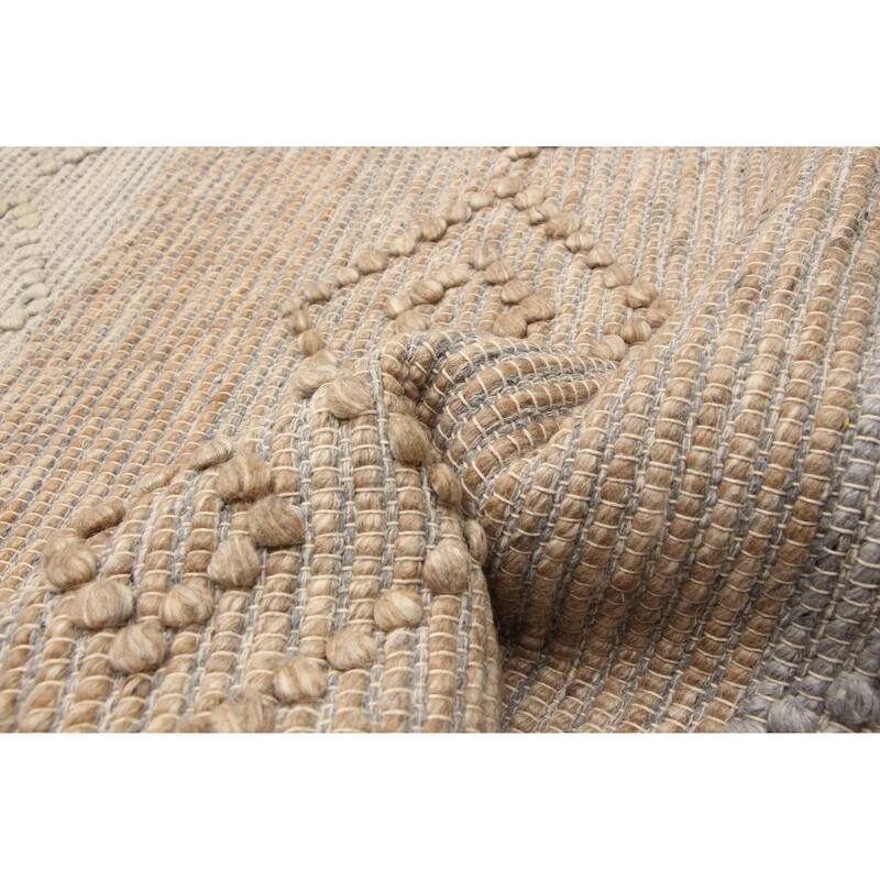 ECARPETGALLERY Braid weave Sienna Brown Wool Rug - 6'3 x 9'1