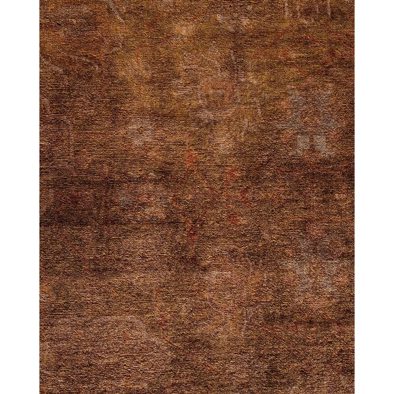 Overton Hand Knotted Wool Vintage Inspired Modern Contemporary Overdyed Brown Area Rug - 6' 1" x 10' 7"