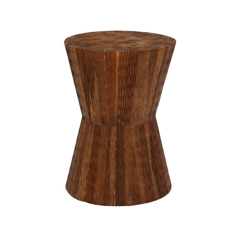 Timeless Brown Teak Wood Intricately Carved Accent Table