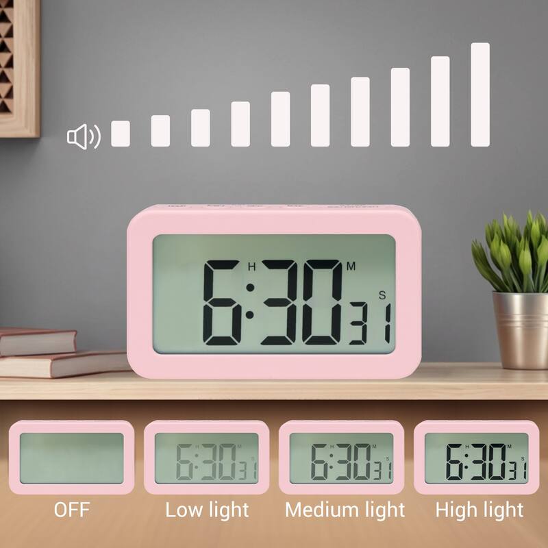 Small Loud Alarm Clock, Battery Operated for Bedroom, Snooze, 12/24H Desk Clock, Home Decoration 3.3 x 2 x 0.8 inch