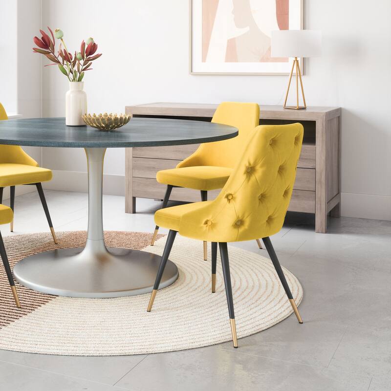 Dining Chair (Set of 2) - Product (in) : 20.5" W x 24.6" D x 34.8" H - Yellow, Black, Gold