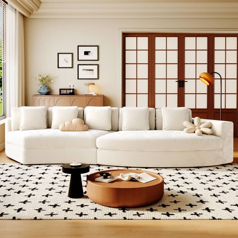 115.7" Modern Upholstered 2-piece Modular Sectional Sofa with 5 Pillows