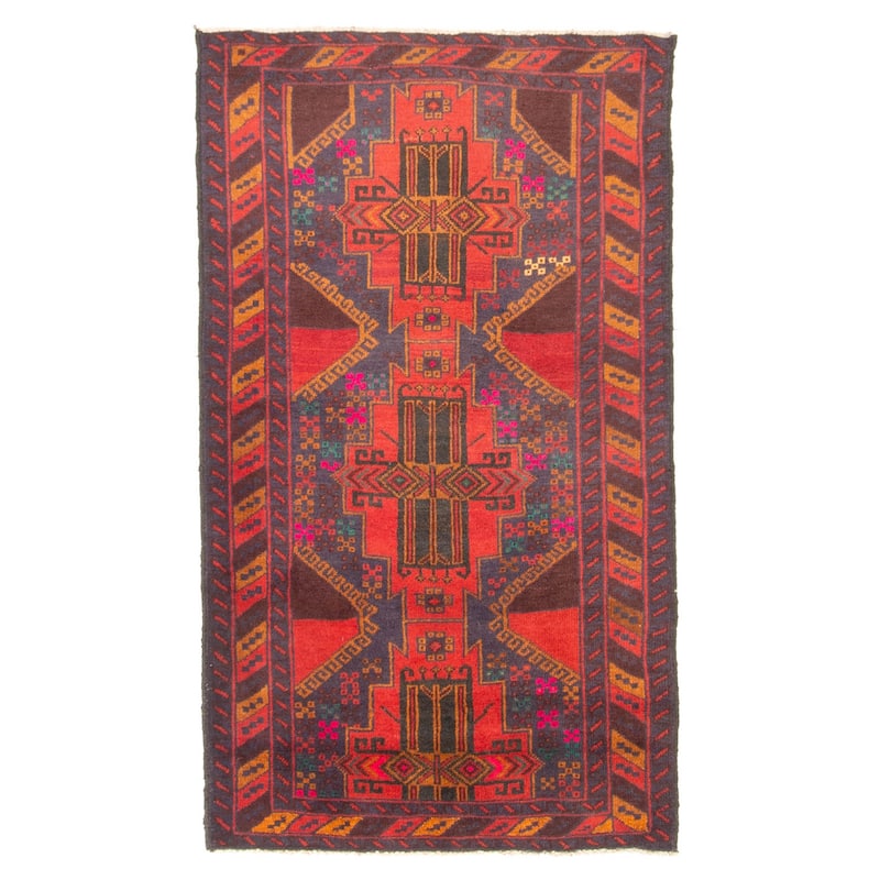 ECARPETGALLERY Hand-knotted Teimani Red Wool Rug - 2'8 x 4'9