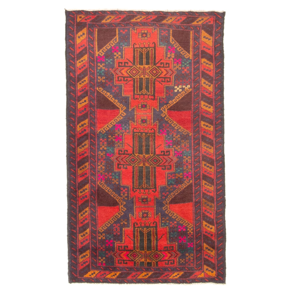 ECARPETGALLERY Hand-knotted Teimani Red Wool Rug - 2'8 x 4'9