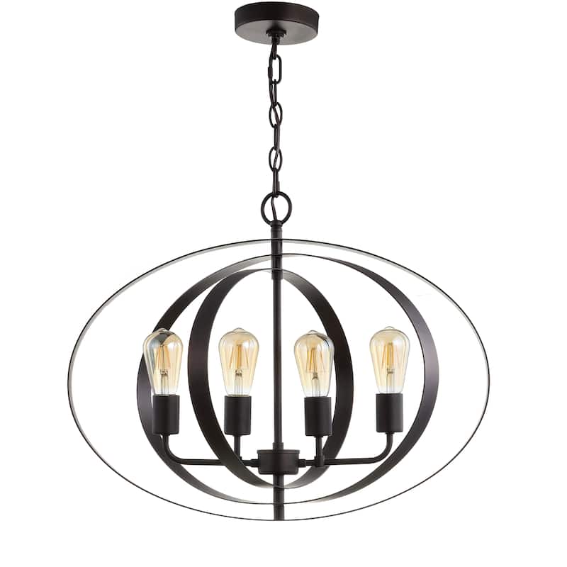 SAFAVIEH Lighting Spaska Adjustable 4-Light Led Brass Pendant - 23.6"x23.6"x22-94" - Dark Grey - 24Wx24Dx94H