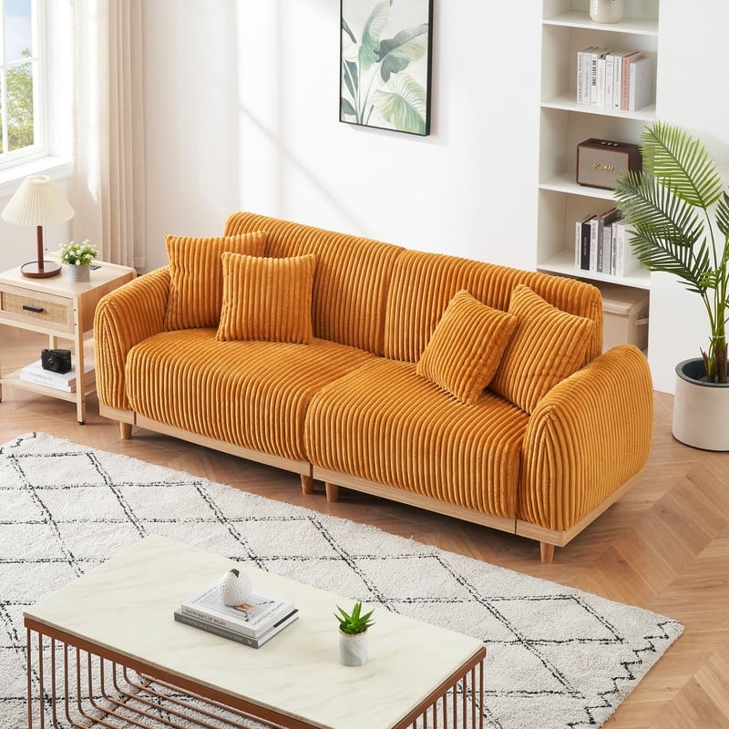 85" Corduroy Upholstered Three-Seat Sofa（New）