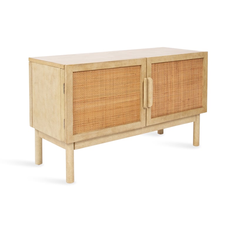 Kate and Laurel Ori Rattan Console Floor Cabinet - 38x16x23 - Natural - 38x16x23