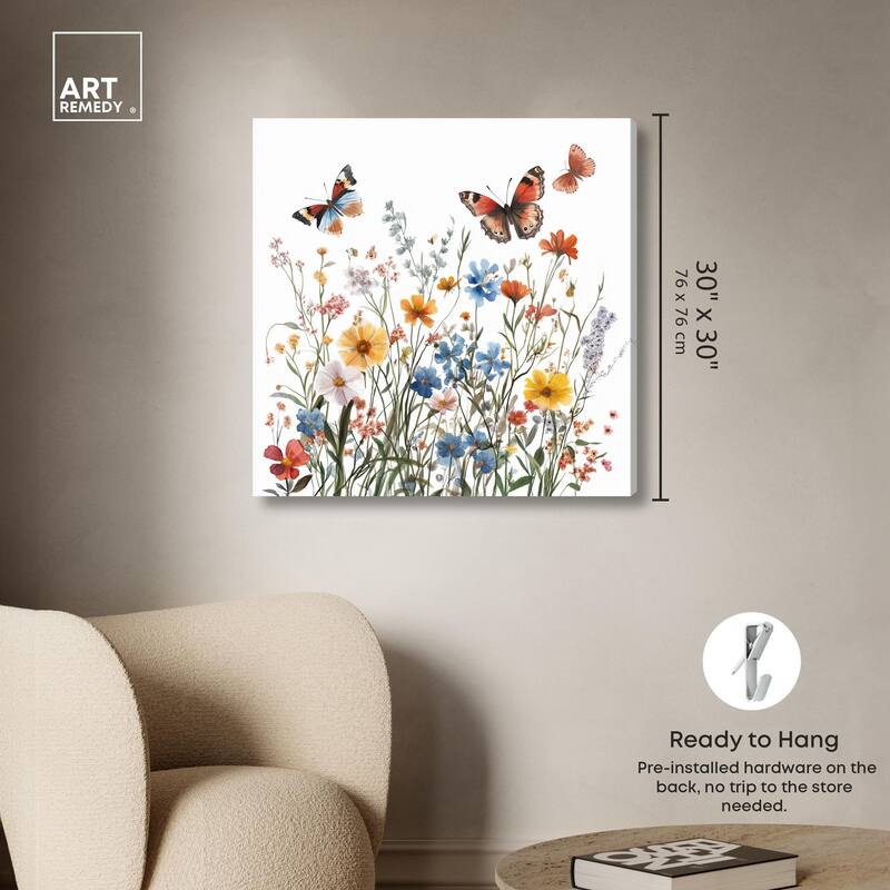 Garden of Fluttering Canvas by Art Remedy, Gallery Wrapped