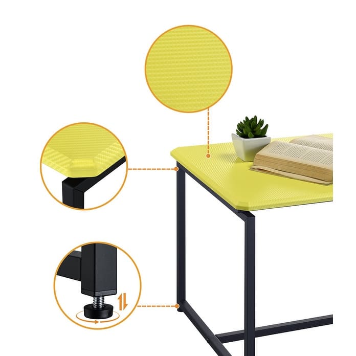 GT 3-Piece Carbon Fiber Coffee Table and End Table Set, 39.5” Rectangular Coffee Table with 2 End Tables, Metal Frame