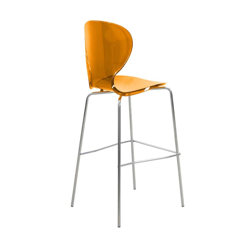 30 in. Seat Height Acrylic Plastic Barstool in Chrome Steel Frame Armless with Footrest