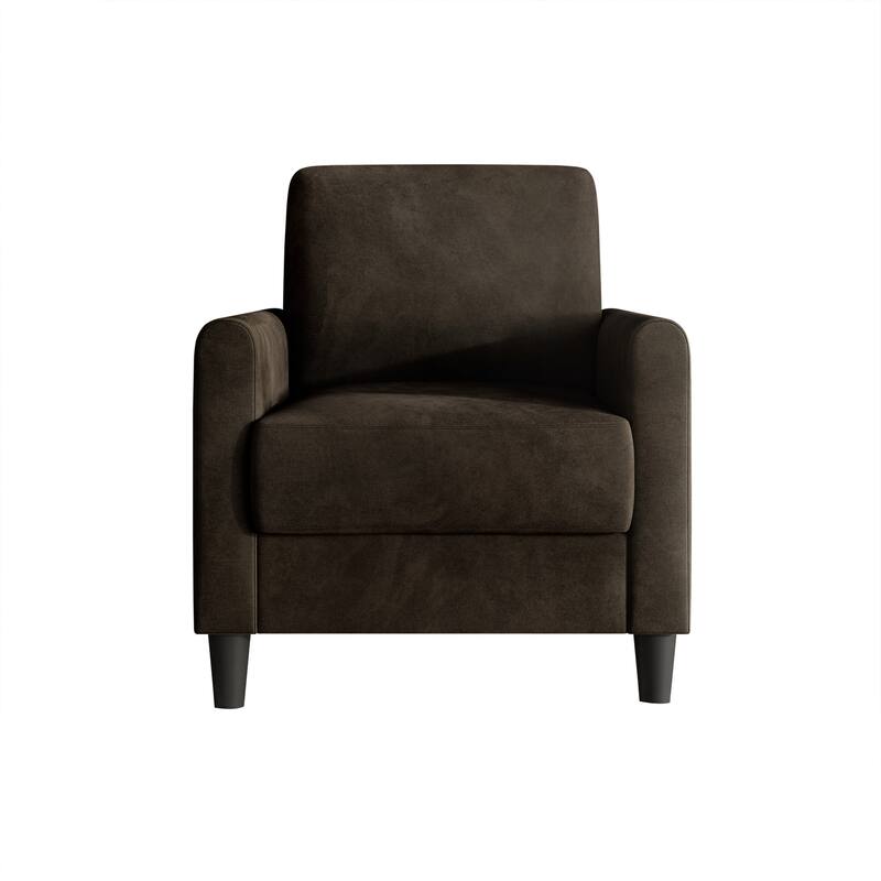Clayfell Goliad Velvet Armchair with Pocket Spring, Soft Cushions, Clean Lines Design