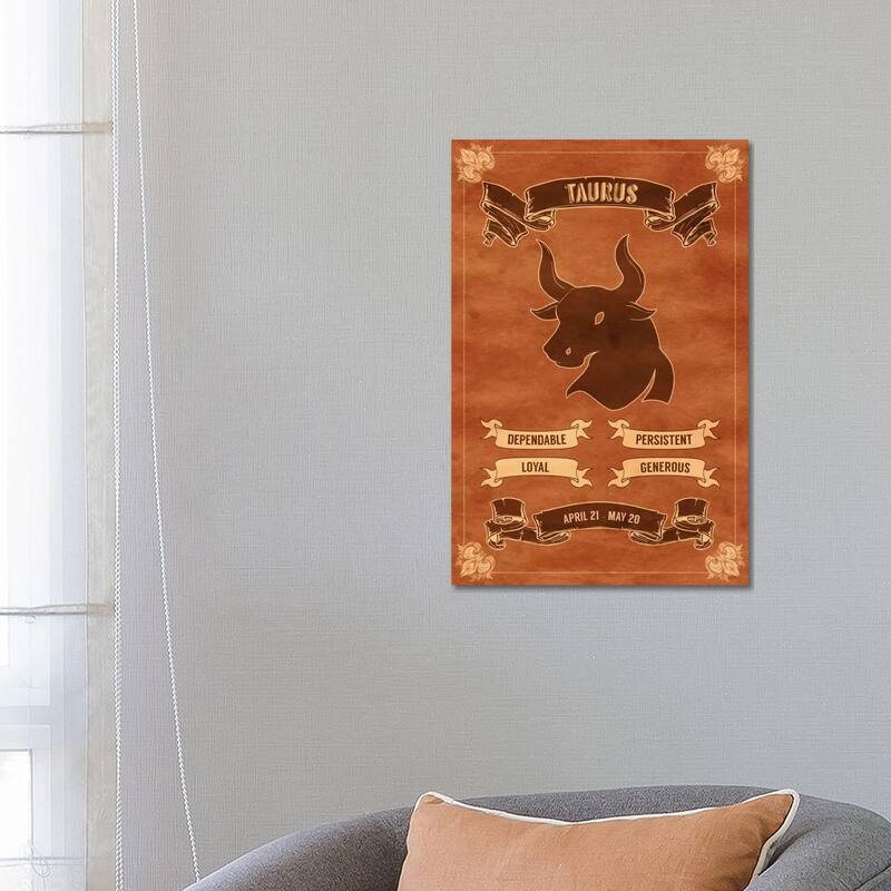 iCanvas "Taurus Horoscope" by Unknown Artist Canvas Print - 26x18x1.5