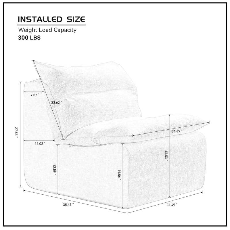 HOMYLIN 35.43" Lounge Chair, Single Seat Upholstered Sofa Chair