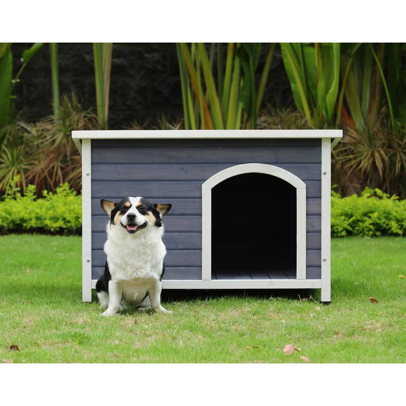 Outdoor Wooden Dog House with Hinges - 41*26*27.5
