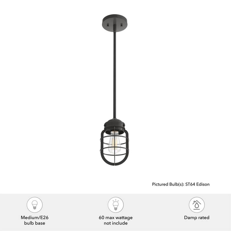 Hunter Starklake 1-Light Mini Pendant - Kitchen Island, Dining Room - Rustic, Modern Industrial, Caged, Farmhouse