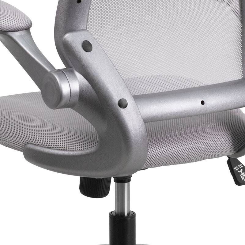 Mid-Back Mesh Swivel Ergonomic Task Office Chair with Gray Frame and Flip-Up Arms