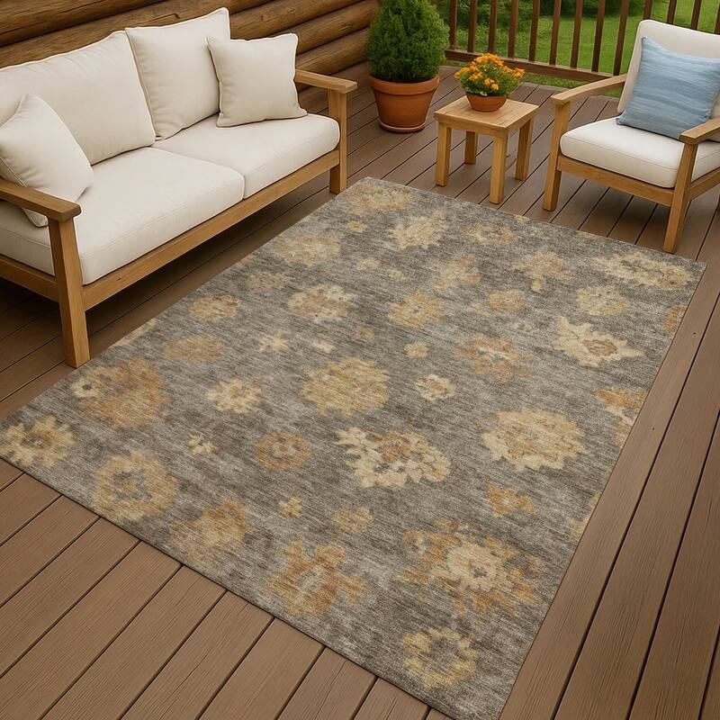 Machine Washable Indoor/ Outdoor Casual Traditional Chantille Rug