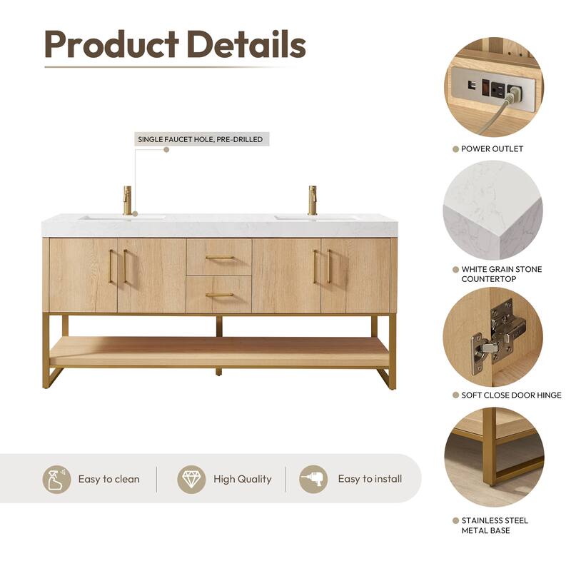 Kolkata Bathroom Vanity in Weathered Oak without Mirror