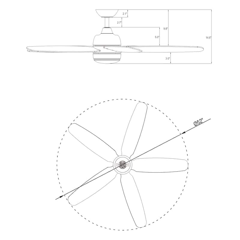 52-inch Chrome Modern Timer LED Ceiling Fan with Light and Remote Control
