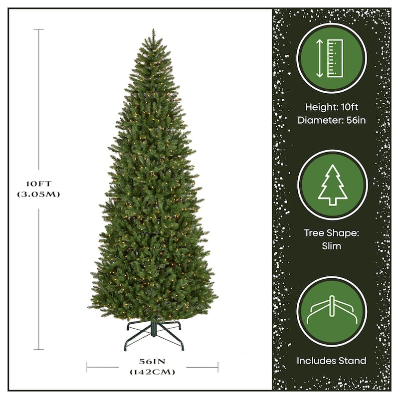 National Tree Company 10 ft. Natural Fraser Slim Fir Tree with Clear Lights - 10ft.