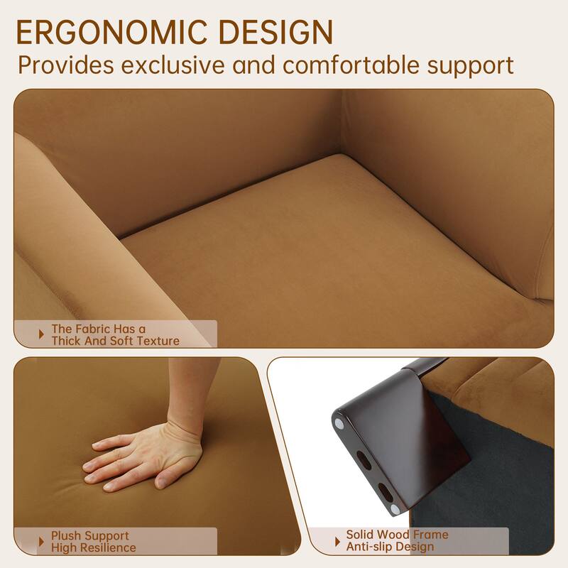 Velvet/ Chenille Nordic Wide Seat Tuxedo Arms Barrel Chair