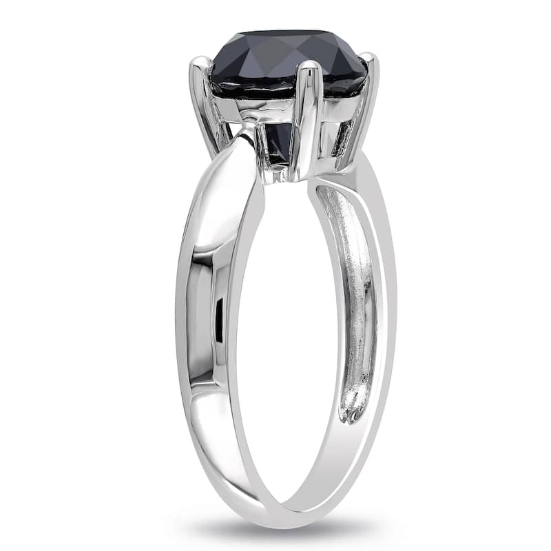 Miadora 3ct TW Black Diamond Solitaire Engagement Ring in 10k White Gold