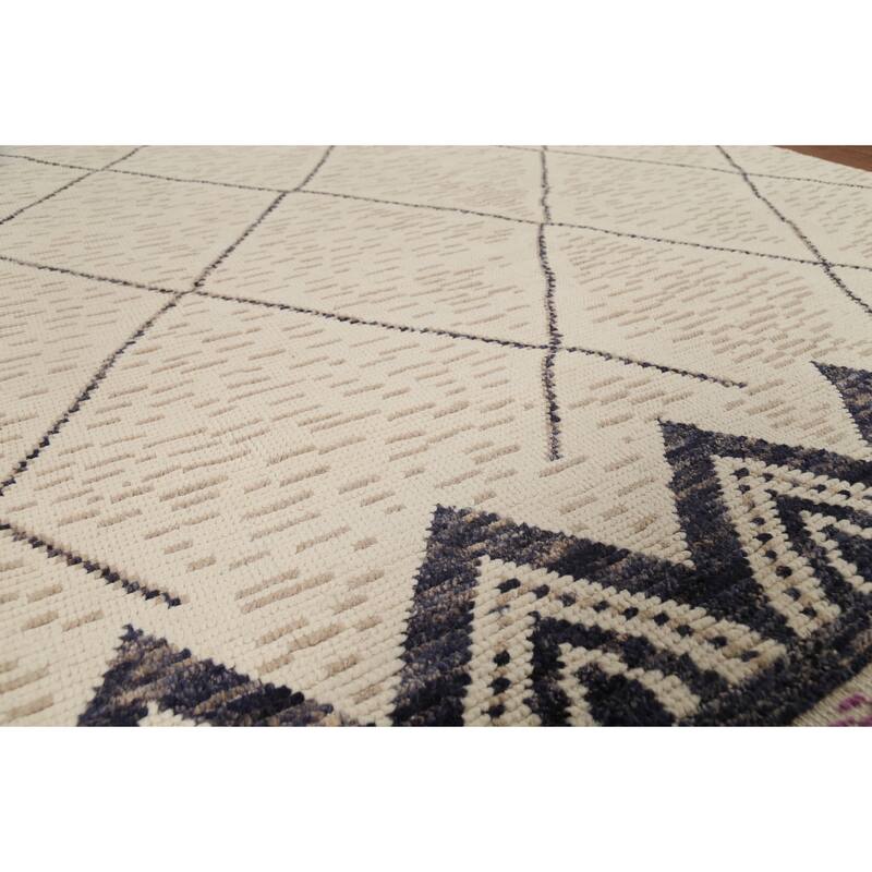 Trellis Moroccan Area Rug Hand-Knotted Wool Carpet - 6'11"x 10'9"