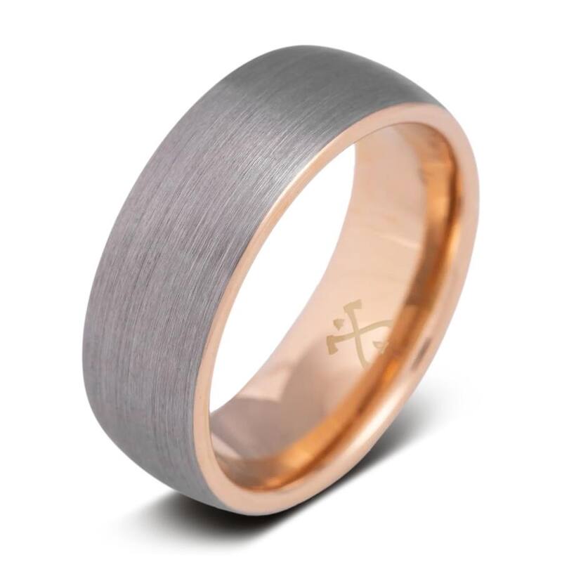Manly Bands THE WHIZ Tungsten Rose Gold Plated 8mm Satin Band