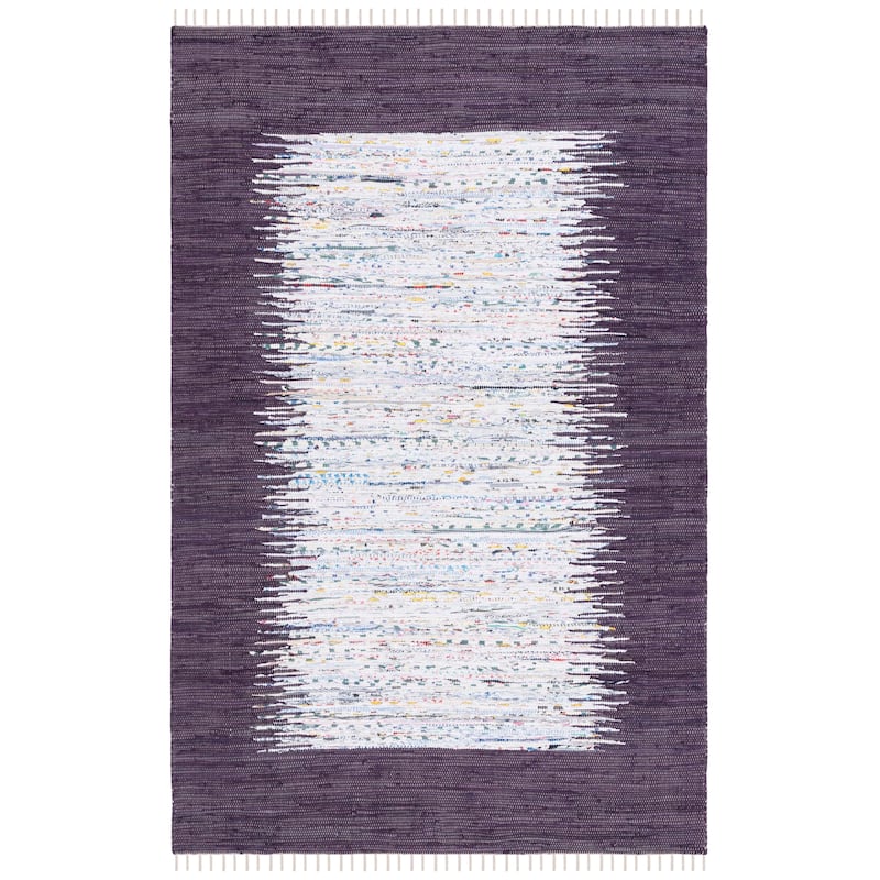 SAFAVIEH Handmade Flatweave Montauk Sidney Cotton Rug - 4' x 6' - Ivory/Purple