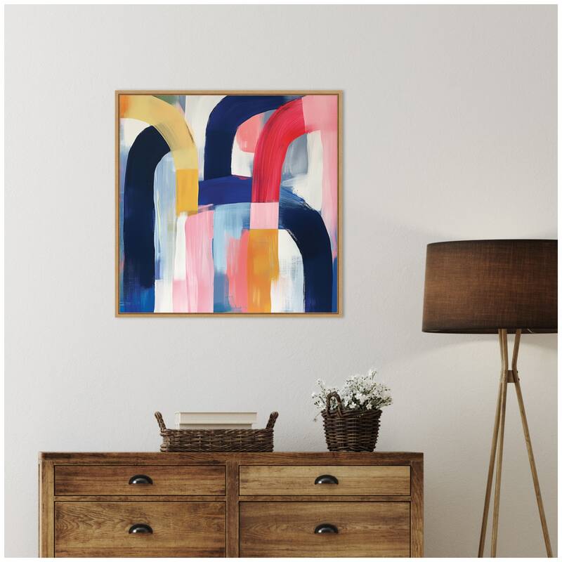 Kate and Laurel Joyful Abstract by The Creative Bunch Studio Framed Canvas Wall Art Print