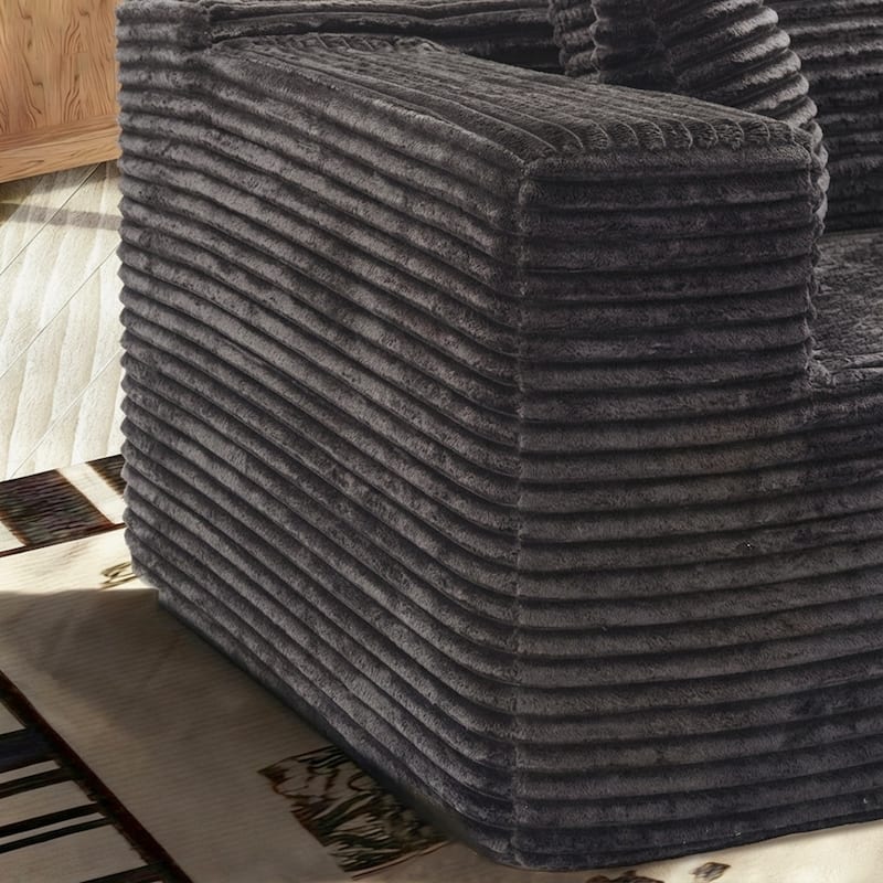 Black L-Shaped Compressed Foam Sofa – Ready-to-Use Sectional Couch with Chaise