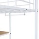 preview thumbnail 11 of 14, White Loft Bed with Desk Stool Underneath, Full Size Loft Metal Bed with Shelves and Cabinet Underneath for Student Teens Bed