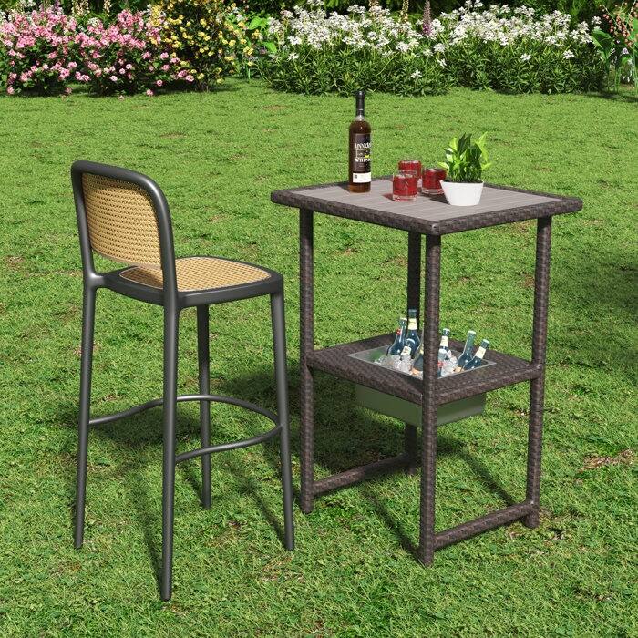 Rectangular 21.7'' L x 24.6'' W Outdoor Bar Table