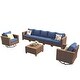 preview thumbnail 15 of 18, 8-Pc Wicker Patio Set w/Thick Cushions, 2 Swivel Rocking Chairs & Acacia Table for Backyard