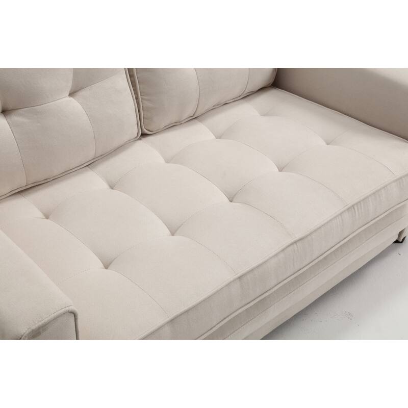 Convertible Velvet Linen Sofa Bed - 3-Fold Pull-Out Couch